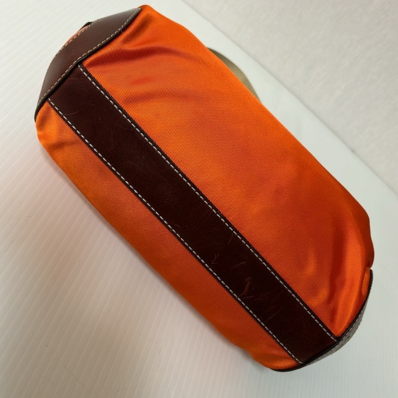 Lancel Paris (MCJE) Nylon Orange shoulder bag with Brown Leather Accents - Picture 5 of 13